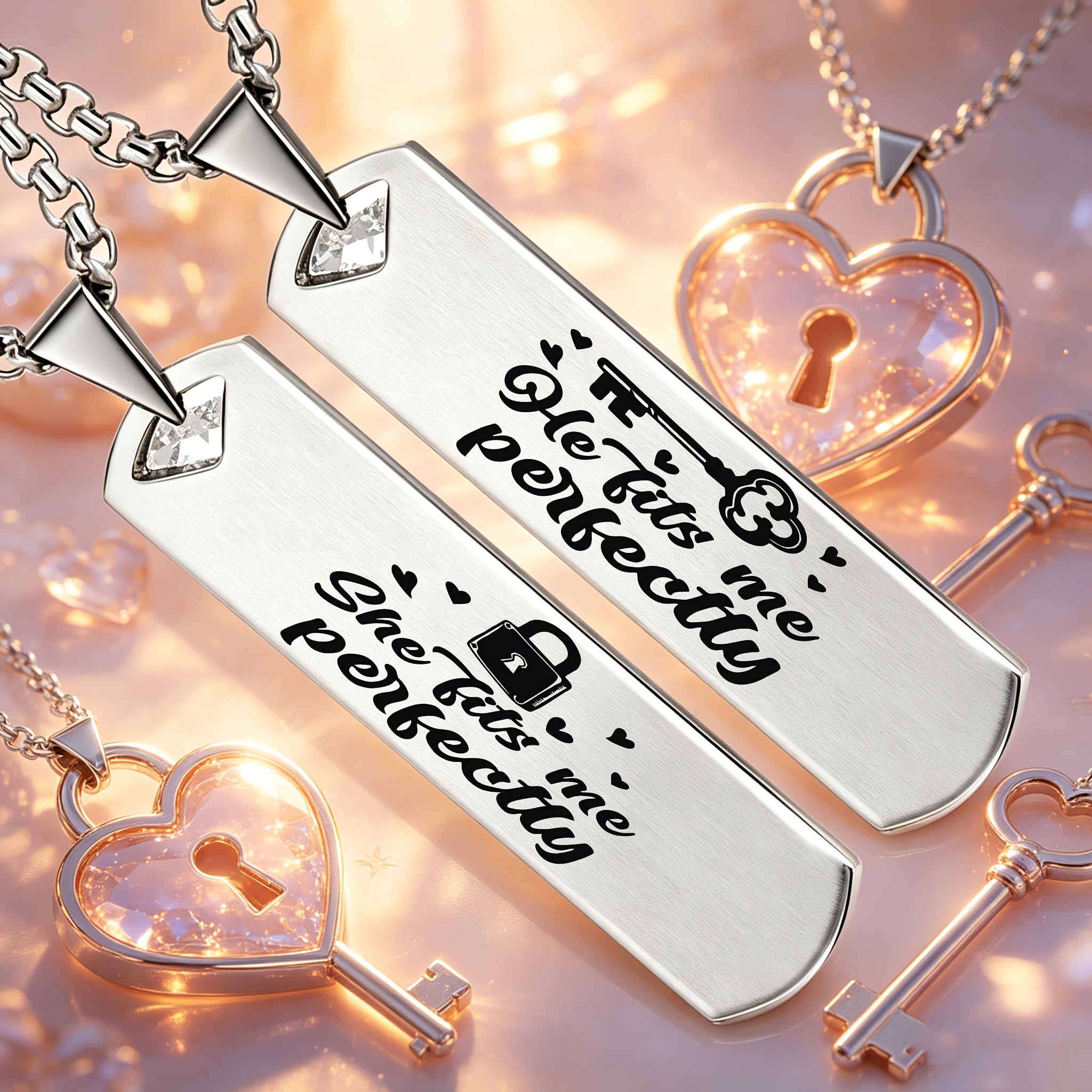 Couple's Meaningful Pattern Pendant Necklace, Romantic Gift
